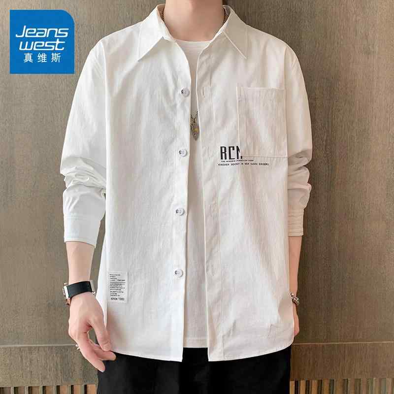 薄手 カジュアル トップス きれいめ かわいい Yシャツ　無地　シンプル Jeanswest シャツ メンズ 長袖 春秋 スタイル 高級 クール トップス 半袖 ジャケット カジュアル ホワイト