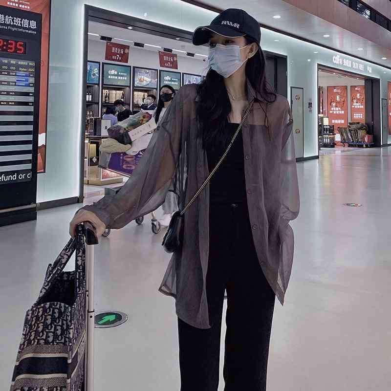 紫外線対策 羽織り 体型カバー ナチュラル かわいい Yシャツ　無地　シンプル 高級 グレー 日焼け防止 シャツ 女性 ジャケット カーディガン 夏 アウター 衣類 薄手