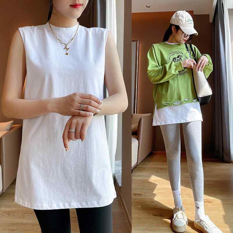 綿 コットン 春夏 ベーシック タンクトップ　レディース　ノースリーブ 大きいサイズ 婦人服 200 斤の 綿の ゆったり中 長袖の ベストで お腹を 覆い 夏用の レイヤリング シャツを 着る ことが できます。