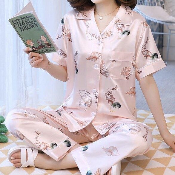 かわいい おしゃれ 安眠 快適 シルク　パジャマ　レディース 高級 シルクパジャマ レディース ツーピース スーツ 半袖 シルク トップ 冷感 パンツ プリント カジュアル ホームウェア