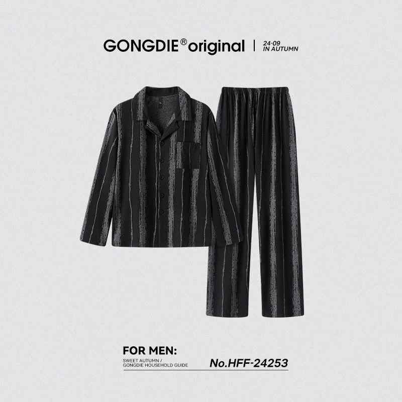 今めかしい 伸びる 伸縮性 楽のび 縞模様 パジャマ 汗水 Gongdie 軽々しくて パステル色の メンズ パジャマ 年月 アウターウェア 長袖 縞模様 介護ホームお召しもの 気が大きい大きさ ジレー仕掛ける