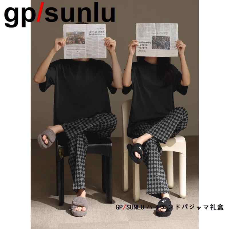 おしゃれ 伸びる 伸縮性 楽のび ストライプ　パジャマ　スウェット GP カップル パジャマ レディース 夏 綿 ラウンドネック 半袖 ズボン カジュアル チェック 柄 メンズ ホームウェア スーツ｜バランスケア　店