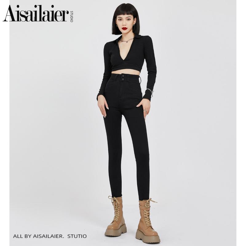 美脚 美尻 カジュアル オシャレ ボトムス　レディース　スリム 女性用 ブラック 伸縮性 ハイウエスト スキニー ジーンズ 2025 春秋 スタイル タイト スリム 9 ポイント ペンシル パンツ 9,344円