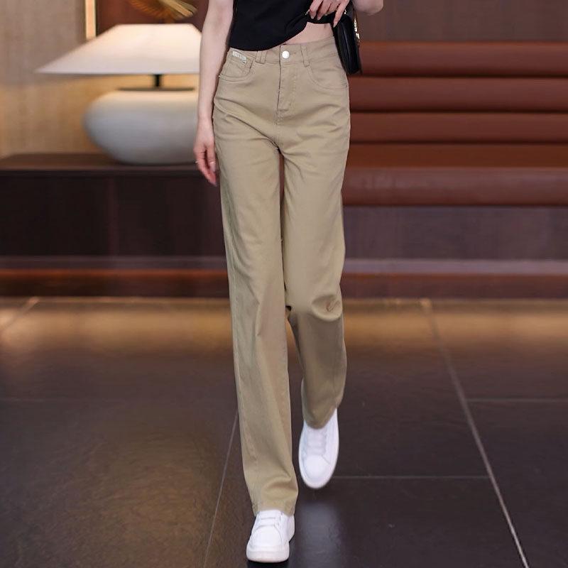 楽ちん 伸縮性 きれいめ ワイド　パンツ　ボトムス カーキパンツ レディース 2025 秋 ファッション 綿 ジーンズ カジュアル ナロー レディースパンツ 春秋 ストレート パンツ