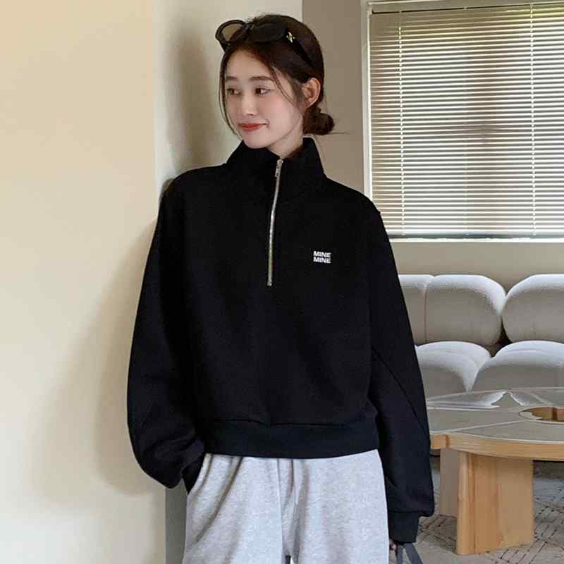 ダブルファスナー パーカー 長袖 運動競技お召しもの ファスナー 上衣 心地よい 二分の一 ジップ 照明ランプ色合い 遊撃手 今めかしい スウェーター 秋冬 プラッシュ 朦々たる 黒いこと 厚地の外套 ボンネットなし で 年歳を 感じさせにくい