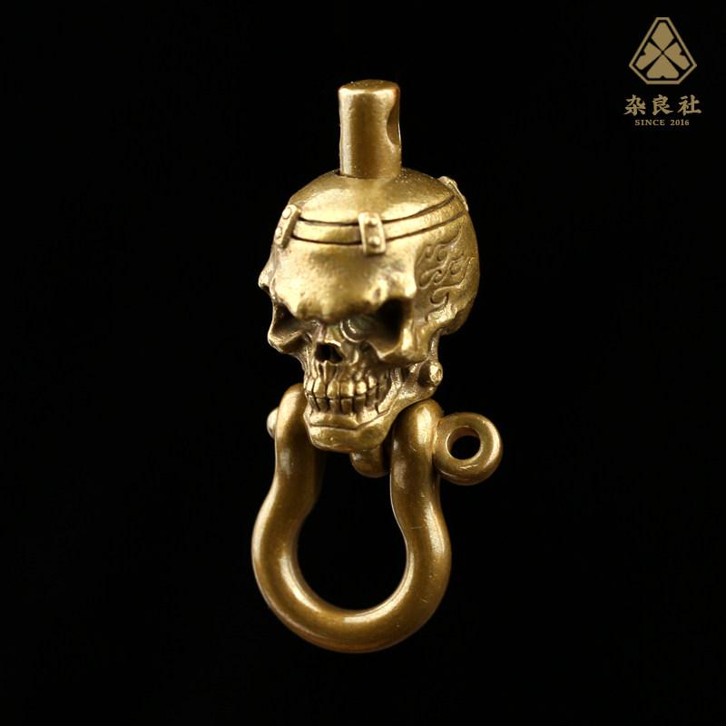 かっこいい カジュアル キーホルダー　アクセサリー　メタル Zaliangshe新 スタイル 真鍮 炎 スカルペンダント バイク キーホルダー ナイフ ペンダント メンズ ギフト