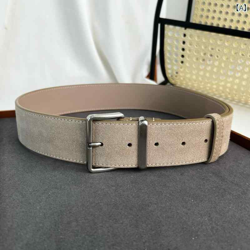 レザーベルト レザー オシャレ 秋冬な スタイル レトロ スエード ワイド ベルト シルバーバックル 装飾 付き 二 層 牛革 コートと スカート