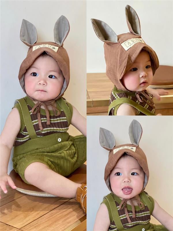 帽子　うさぎ　かわいい ベビー 帽子 春秋 耳 保護 幼児 ウサギ キャップ かわいい レース サンバイザー リス