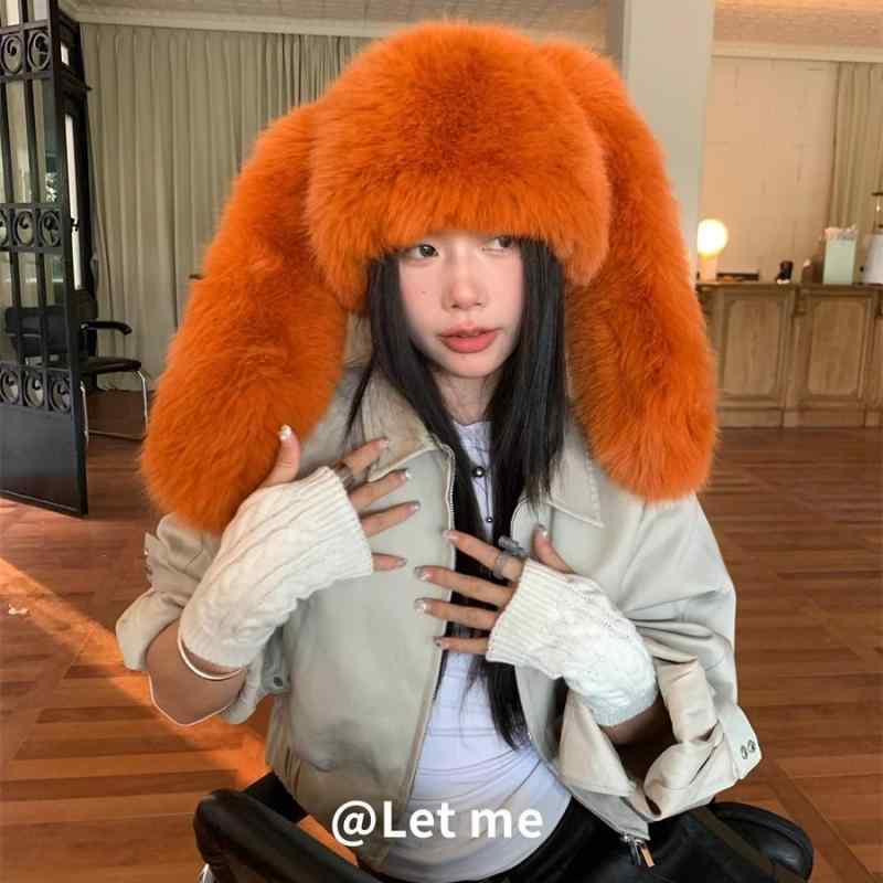 うさぎ耳　帽子　かわいい アリ ベイ カップ 同じ スタイルお すすめ オレンジ かわいい ロング 耳 帽子 女性 ウサギ ぬいぐるみ