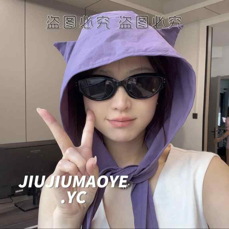 おしゃれ 韓国 かわいい 日焼け防止 帽子　うさぎ　かわいい 小 悪魔 ストラップ 速乾 日焼け防止 サンハット 薄型 耳 保護 ヘッド スカーフ 帽子 かわいい 猫 旅行