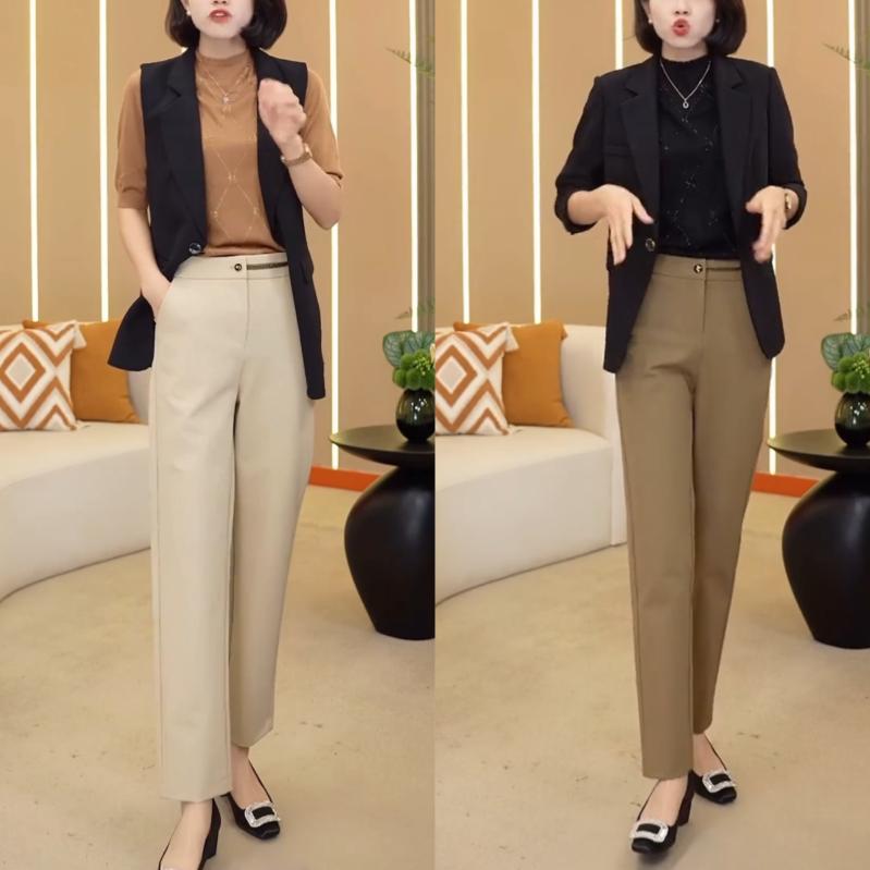 ハイウエスト 上品 きれいめ レディース　ジーンズ　ハイウエスト シガレットパンツ レディース 2025 春秋 スタイル 小さめ カジュアル パンツ ドレープ おしゃれ 中年 ママ ストレート バゲット