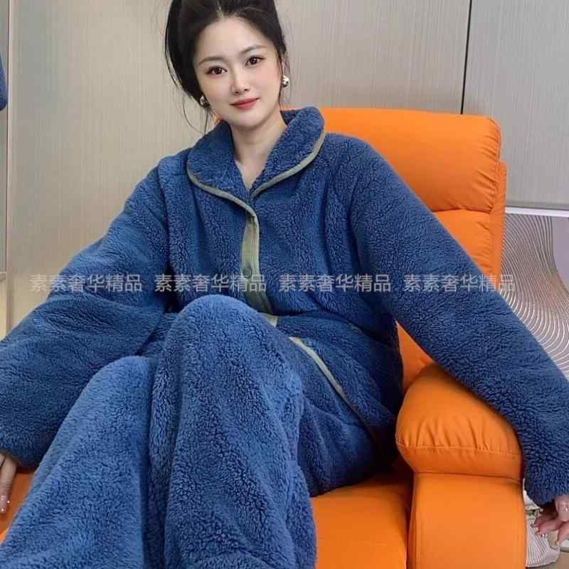 部屋着 オシャレ かわいい レディース　パジャマ　スウェット　上下 レトロ シンプル スプライシング スタンドカラー 裏起毛 厚手 パジャマ レディース 秋冬 大きいサイズ アウターウェア 暖かい ホームウェア スーツ