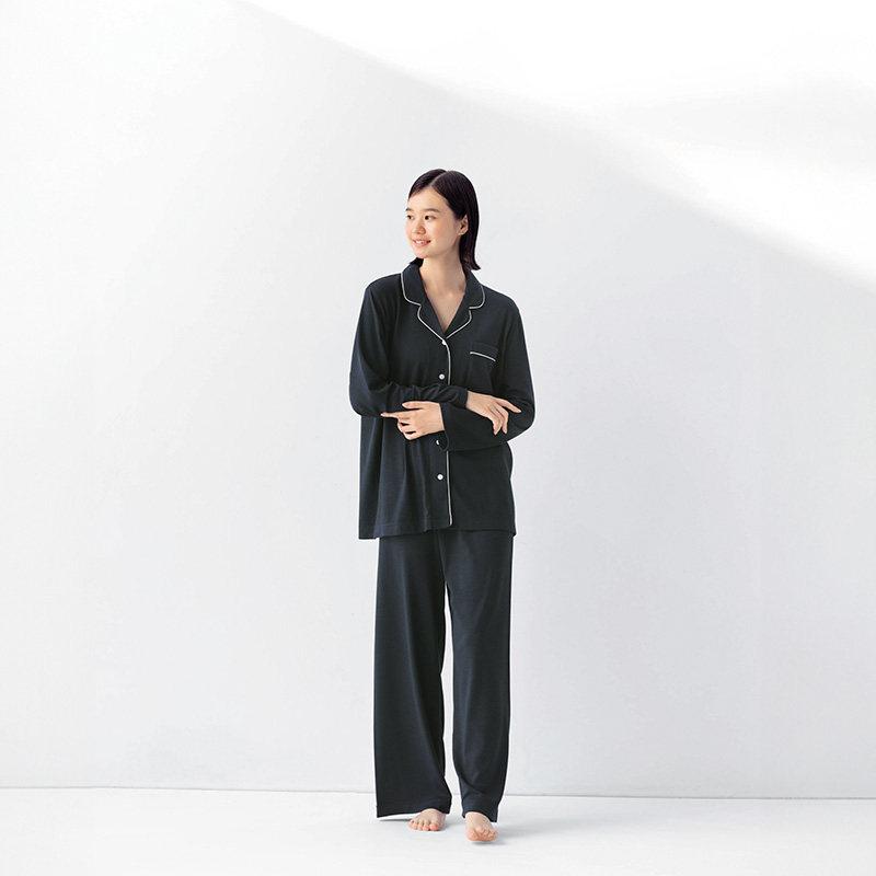 部屋着 オシャレ かわいい レディース　パジャマ　スウェット　上下 無印 良品 レディース サイド シームなし リヨセル ニット 長袖 パジャマ 家 着 春