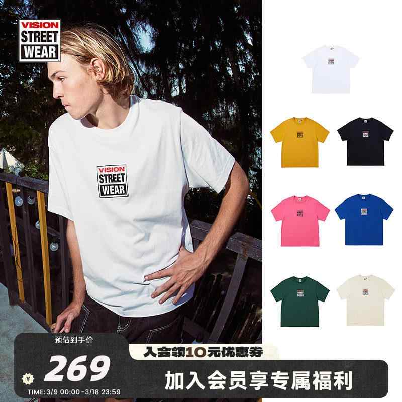 半袖表どおり 心地よい スポーティ  プルオーバー メンズ 格好のいい VISION 公式的 CLASSIC 続きもの スモール BOX LOGO 表どおり ユニ一発やる 半袖 運動競技 プルオーバー