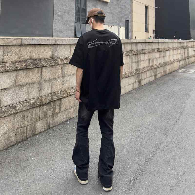 半袖 厚手 ストリート ゆったりサイズ 　Tシャツ　メンズ　おしゃれ SCSは アメリカ ストリート ヒップ ホップの 文字を 刺繍 した Tシャツ メンズ レディースの ゆったり 綿の 重い カップルの 半袖の 潮を 書きたい