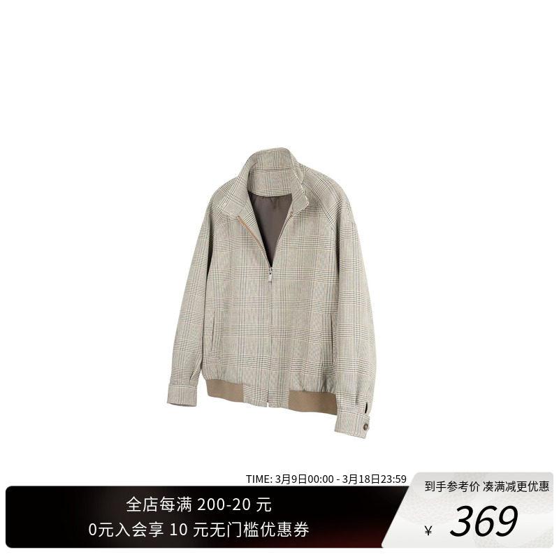防寒 厚手 アウター 暖かい メンズ コーデ 　アウター　メンズ　ジャケット　パーカ ニュー ディケイ 24 FW プリンス オブ ウェールズ ハウンドトゥース ハリントン ジャケット カジュアル ショート ワイド コート