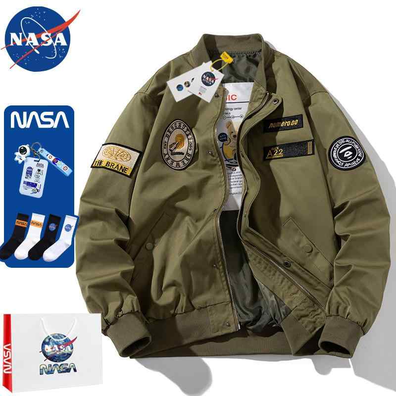 防寒 朦々たる アウター 生あたたかい メンズ コーデ  上衣 パーカー メンズ 分かりやすい NASA 秋冬  アメリカン レトロ ゆったり ベイスボール 制服 飛行士 上衣 男女 好一対 朦々たる 綿織物厚地の外套