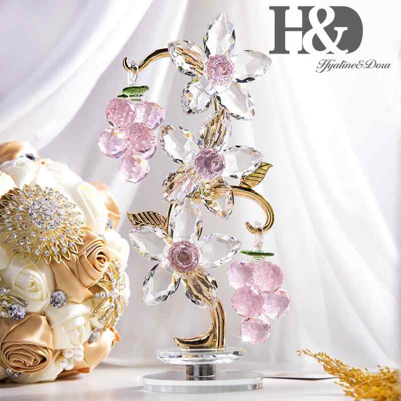 インテリア 置物 おしゃれ 和風 　雑貨　装飾品　 H &ampamp D クリスタル ガラス ブドウ 飾り クリスタルフラワー ホーム 装飾 ギフト 回転 可能
