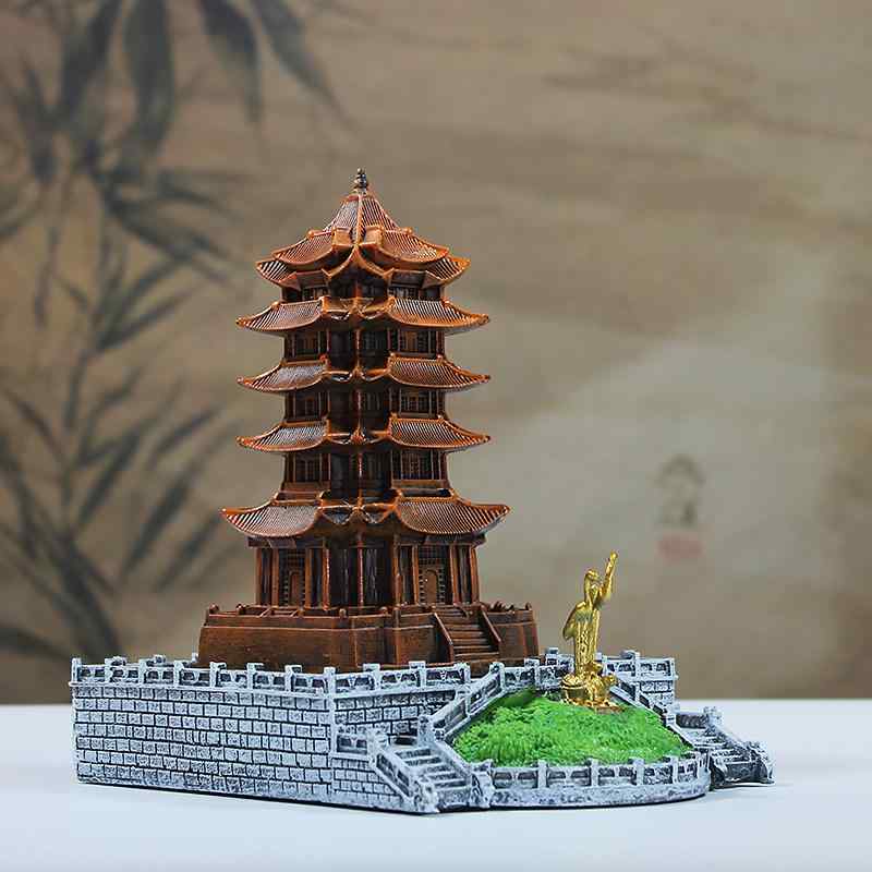 雑貨 装飾品 黄 鶴 楼 湖北省 武漢 樹脂 建築 模型 観光 お土産 文化 創造 芸術 装飾 装飾品 ギフト