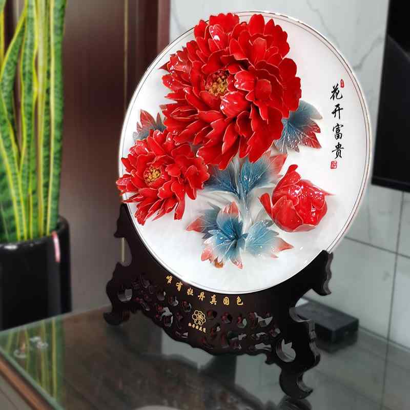 雑貨　装飾品　 洛陽 牡丹 磁器 装飾品 陶器 装飾 新築 祝い 先生への お土産 チャイナ風 リビング ルーム テレビキャビネット 14,210円