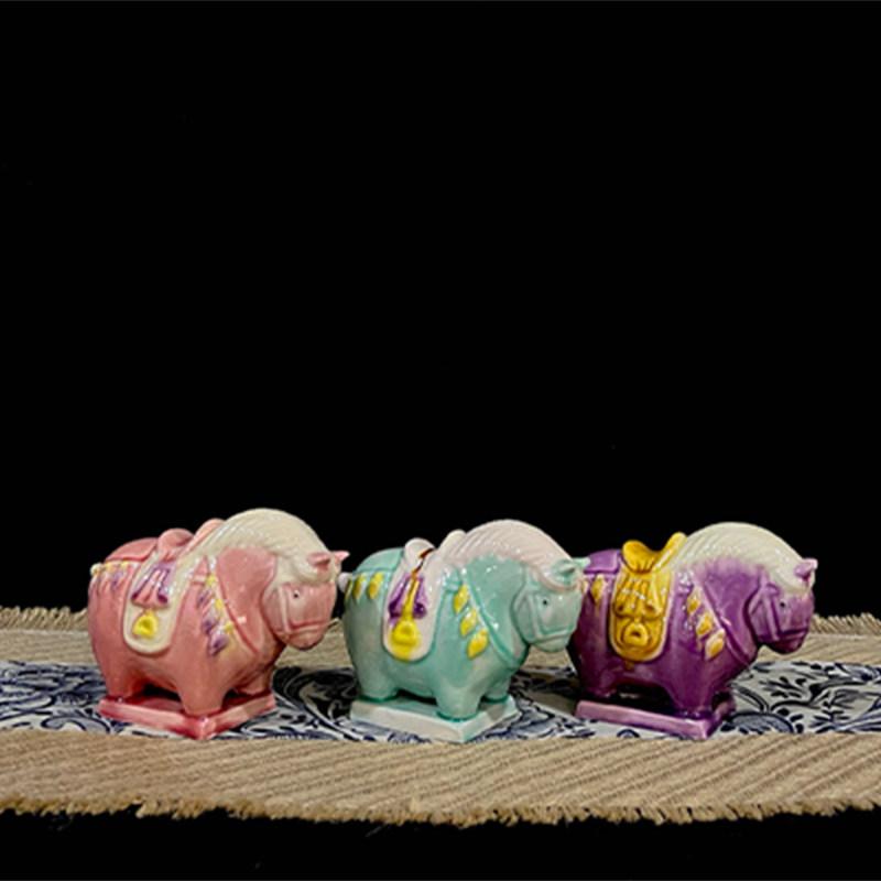 オブジェ 和風 雑貨 小物 　ホビー　雑貨　装飾品 洛陽 唐 三 彩 文化 創造 リトル ホース リビング ルーム オフィス 装飾 陶芸 旅行 お土産 ギフト
