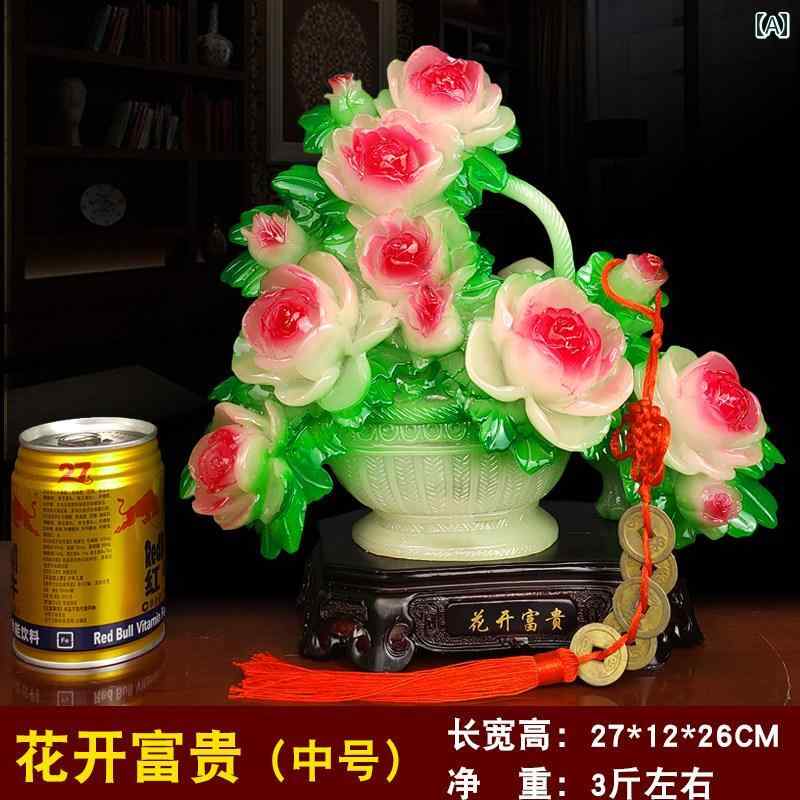 インテリア小物 置物 装飾 花が 咲く 牡丹の 花かご 飾り 家の リビング ルーム テレビキャビネット ワイン キャビネットの 装飾 新築 祝い 結婚