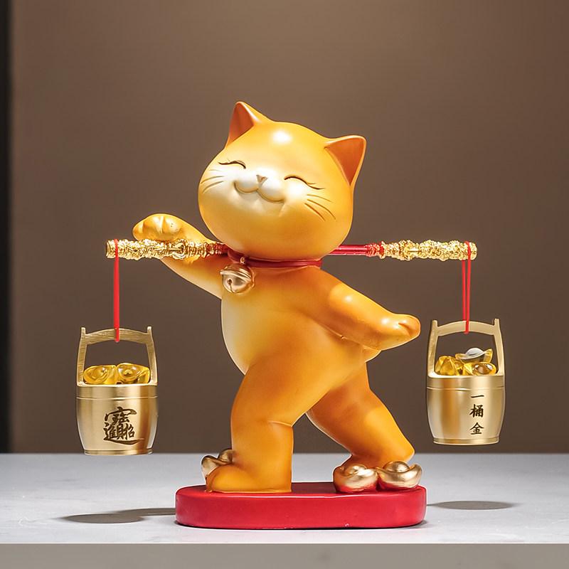 オブジェ 置物 おしゃれ 和モダン 　ホビー　雑貨　装飾品 金の バケツの 幸運の 飾り 新築 祝いの 開店 贈り物 チャイナ風 リビング ルームの テレビキャビネット 会社の レジの 装飾