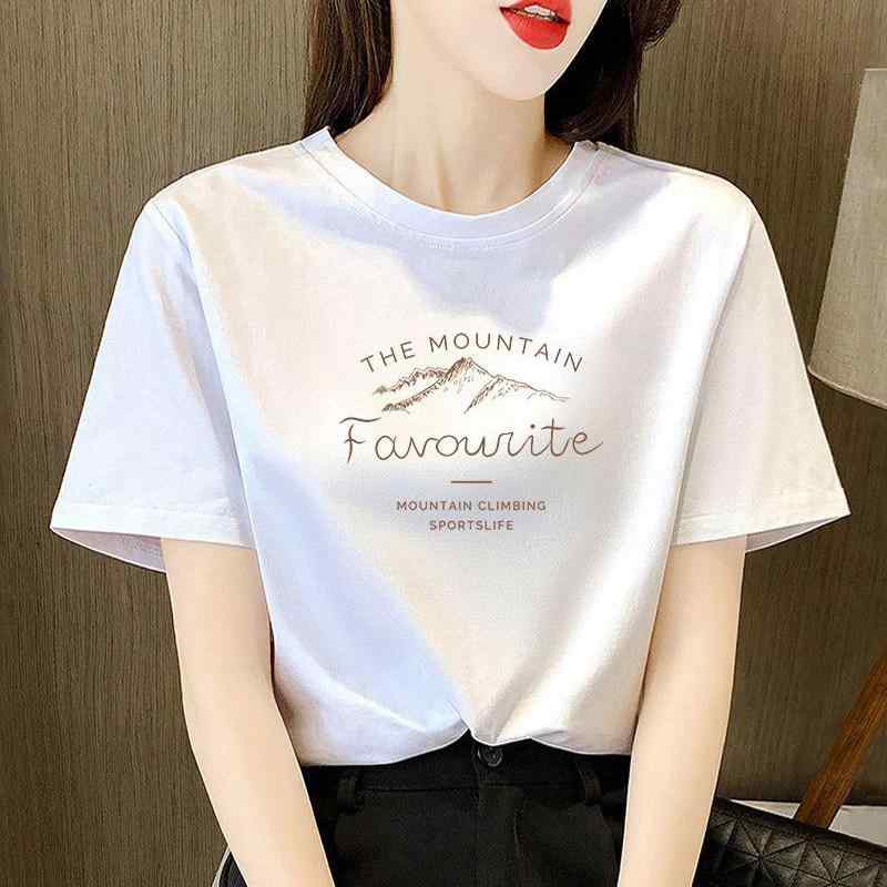 ラウンドネック コットン 夏 ゆったり シンプル おしゃれ 　Tシャツ　大きいサイズ ホワイト 綿 半袖 Tシャツ レディース 夏 プリント ゆったり 大きいサイズ ラウンドネック ストレート ショルダー トップス ｜バランスケア　店