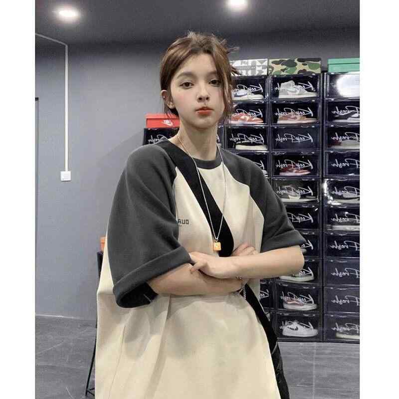 ラウンドネック コットン 夏 ゆったり シンプル おしゃれ 　レディース　Tシャツ　半袖 特大 サイズ 300 斤 ラグラン 半袖 Tシャツ 男女兼用 夏 カップル アメリカン スタイル ヘビー ショルダー トップ