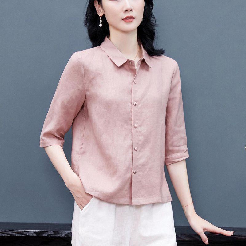 綿麻 着痩せ 体型カバー カジュアル 　レディース　シャツ　トップス コットンリネン シャツ レディース 半袖 夏 薄手 2025 ゆったり カジュアル リネンシャツ トップス｜バランスケア　店