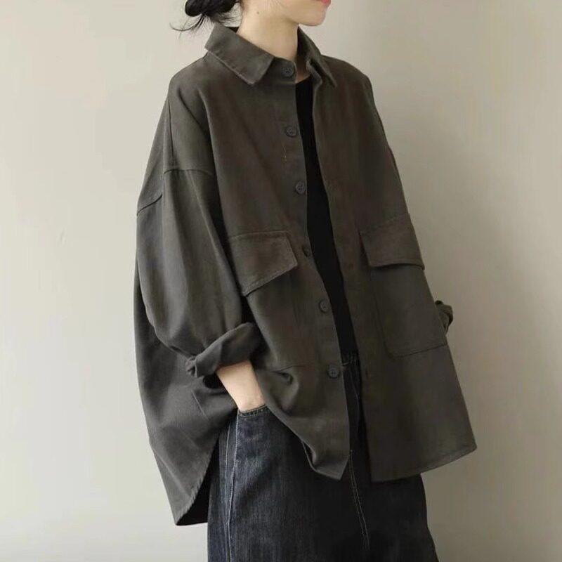 綿麻 着痩せ 体型カバー カジュアル レディース　　シャツ　トップス 綿 麻 シャツ レディース 春秋 2025 レトロ ゆったり 大きいサイズ 文芸 レジャー リネン 長袖 ジャケット｜バランスケア　店