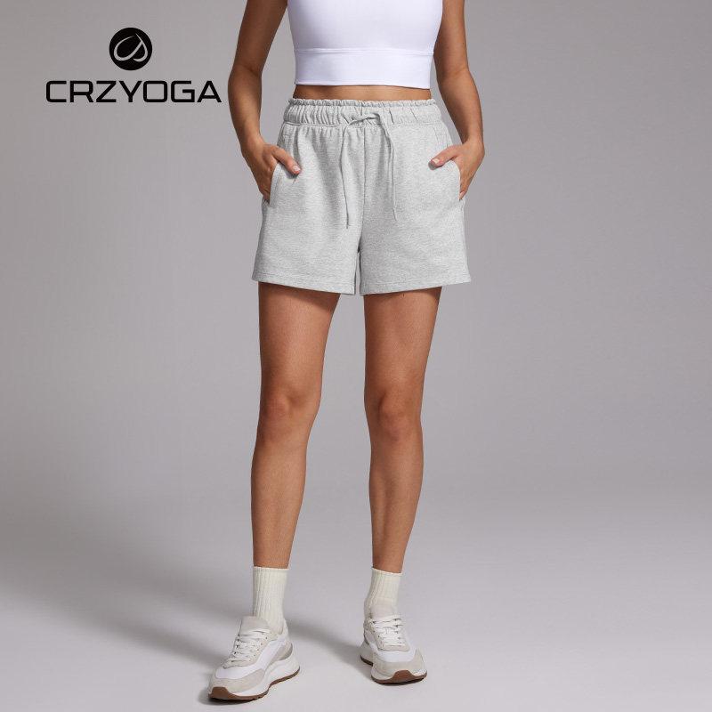 美脚 美尻 おしゃれ 　ショート　ハーフ　パンツ　 CRZYOGA コンフォート コットン 4インチ レディース スポーツ ショーツ ポケット 付き ドローストリング スウェットパンツ カジュアルショーツ 夏用 アウターウェア｜バランスケア　店