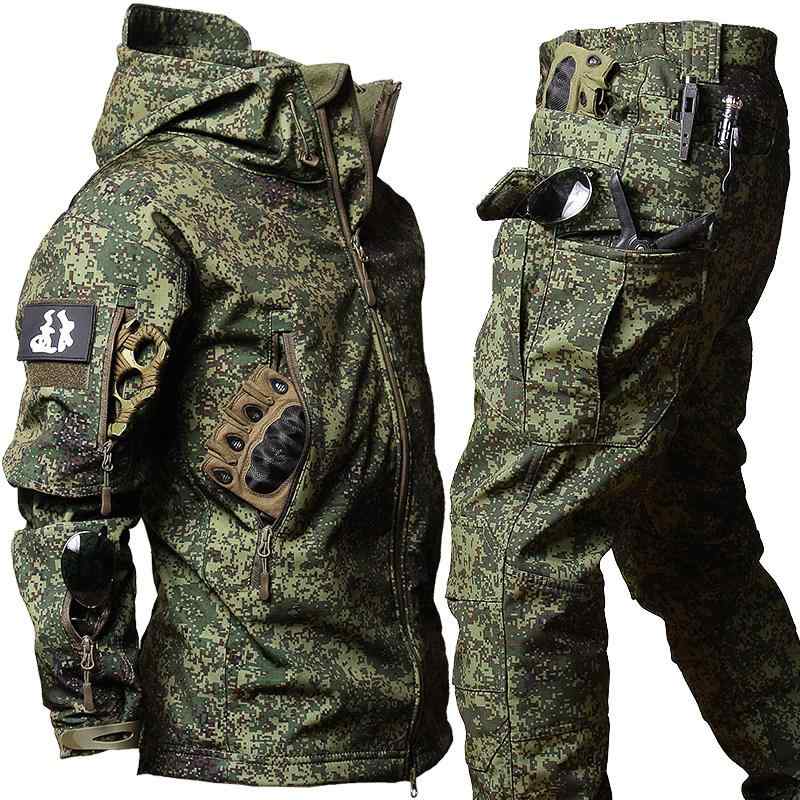 耐摩耗 汚れ 防止 作業 男女兼用の 長袖 迷彩 コート 作業着 防汚 作業着 迷彩 作業着 迷彩 ロシア 迷彩 裏起毛 冬 防風 防水 軍事 ファン ジャケット 屋外 機能 ソフトシェル スーツ メンズ