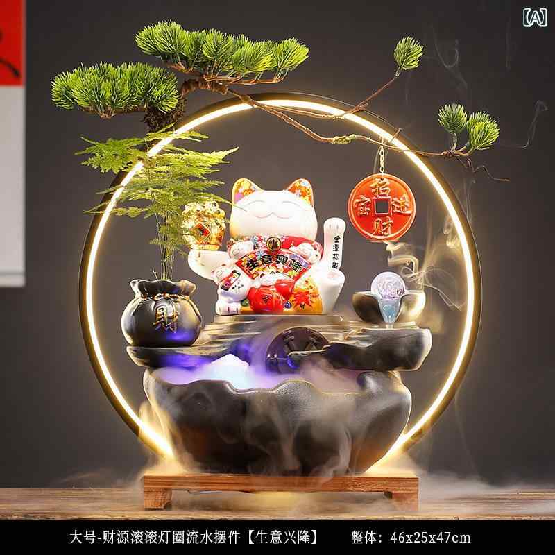 招き猫 置物 中国風 陶器 水の流れる ラッキーアイテム インテリア デスク 飾り 家庭用 リビング オフィス 開運グッズ｜バランスケア　店 12,402円