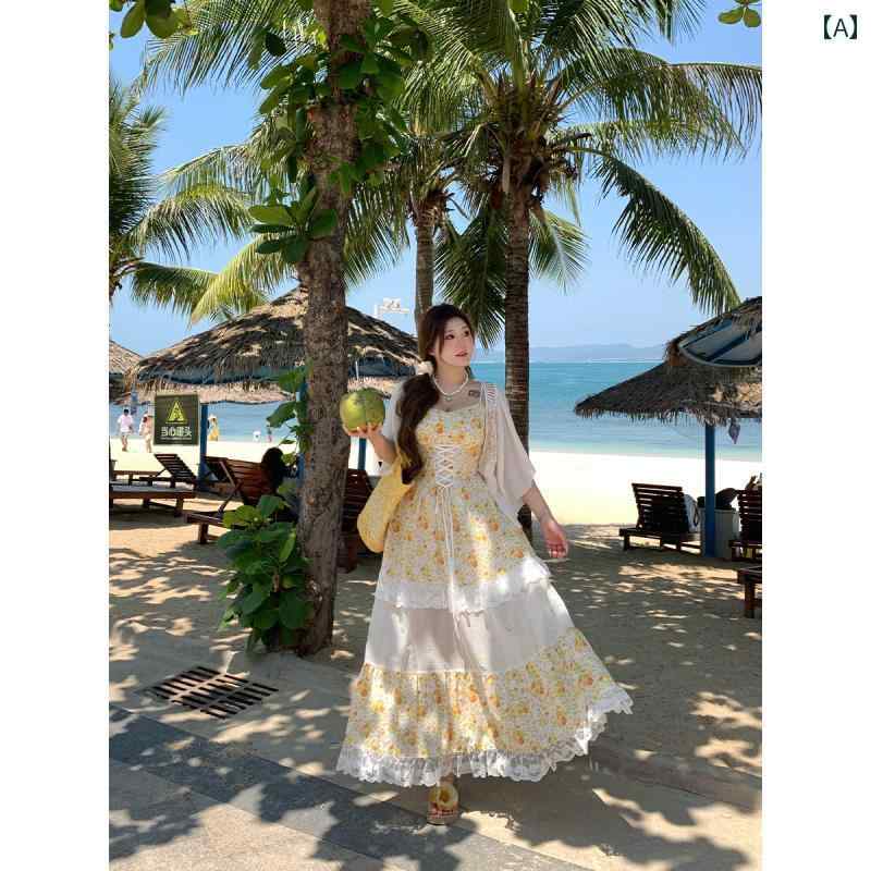体型カバー きれいめ ワンピース ロングワンピース マキシワンピース アンは 夏に 暑くない 野生の 菊の ホリデー 花柄 ストラップ サスペンダー スカート 少し 太めの 大きめ サイズ 小さい デイジー ドレス