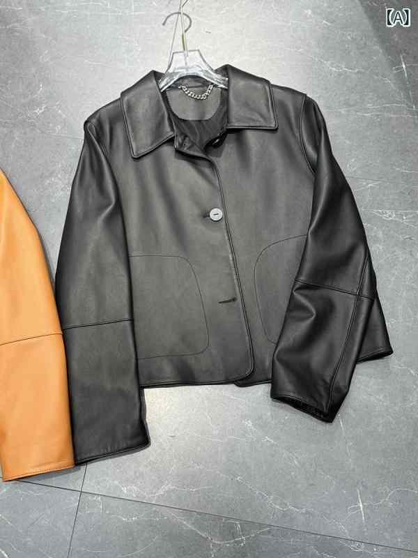 レディース ジャケット きれいめ カジュア 2025 早春の 新型 革 綿 シープスキンの 服の レディース方 襟の 短い 革 ジャケット カジュアル 百合の コートの 小さい 人x2