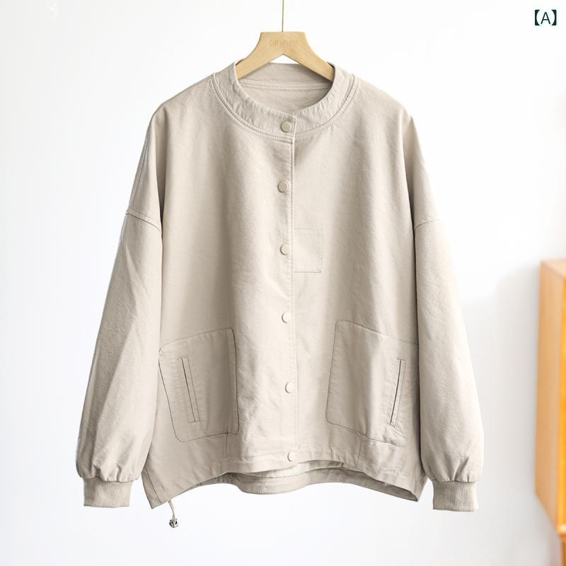 レディース ジャケット きれいめ カジュア で シンプル スタンドカラーの 女性用 PU レザージャケット 韓国 大きいサイズ ゆったり の カジュアル ジャケット カーディガン トップx2｜バランスケア　店