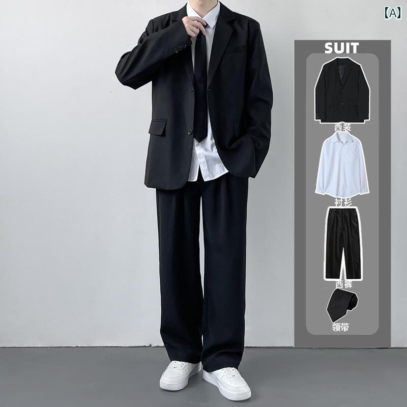 オシャレ かっこいい カジュアル スーツ スラックス ジャケット スーツ メンズカジュアル セット な 韓国 カレッジ ショルダーパッド スタイル 汎用性 高さ クラスの 制服 ドレス ジャケット
