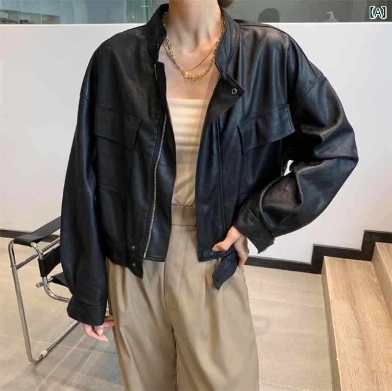 レディース ジャケット きれいめ カジュア ゆったり レトロ 革 レディース ショート タイプ 2025年の 新型 春秋 韓国 機関 車 風 カジュアル PU コートの 革 ジャケット｜バランスケア　店