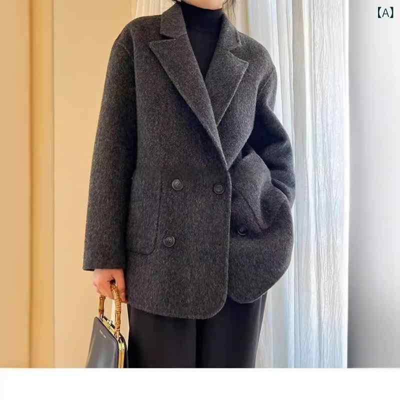 レディース チェスターコート 窈窕たる 成人女性 成年者 窈窕たる 両面の カシミールの 羊毛 厚地の外套の レディース 新型の 弱められた 背の 中で 長々しい 印字機の 飛び切り 感の 背広 毛の 厚地の外套の 成人女性
