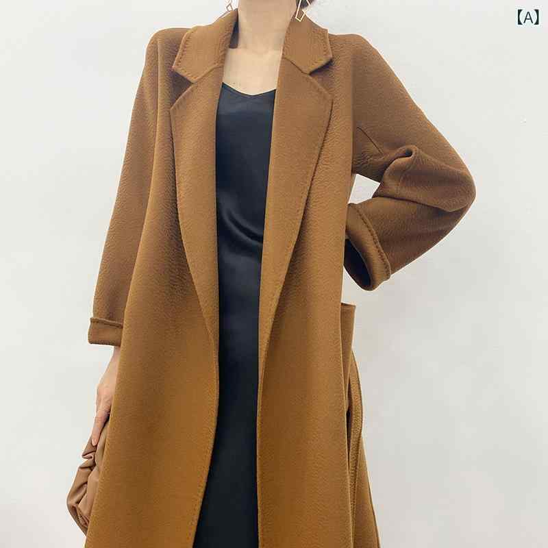 レディース チェスターコート エレガント 女性 大人 上品 水の 波紋の 両面の カシミヤの コートの レディース中の 長さは 厚手です。