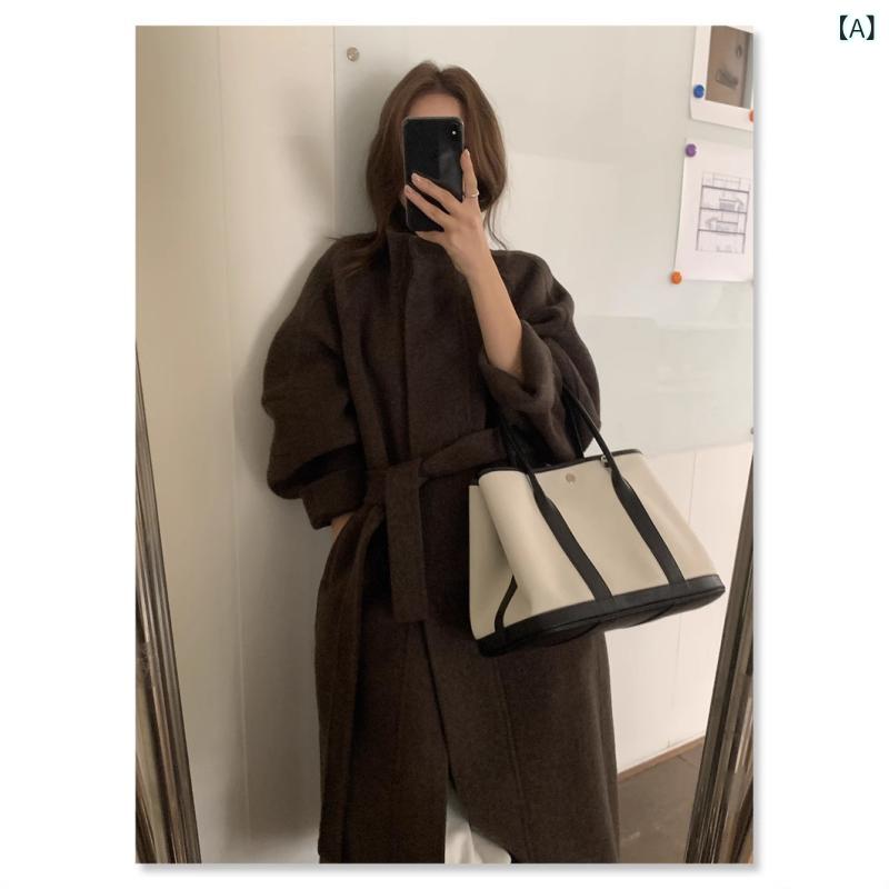 レディース チェスターコート エレガント 女性 大人 上品 高級 感が。 通勤 シンプル ロング タイプの 両面 ウール 手縫い 女性用 コートの コートです。