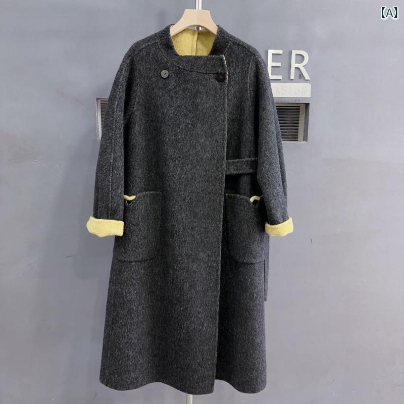 レディース チェスターコート エレガント 女性 大人 上品 兎 毛 桑 シルク 秋冬 ファッション シルク 高級 感が。