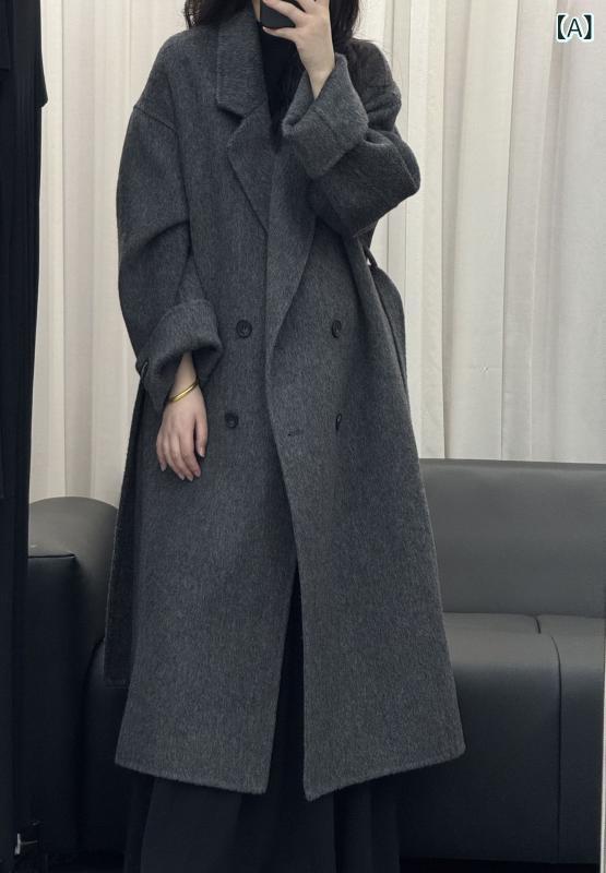 レディース チェスターコート 窈窕たる 成人女性 成年者 窈窕たる 飛び切り 秋冬 帯の 両面 羊毛 厚地の外套の 長々しい 大きさ 馬鹿でかい大きさ 胴締めは 朦々たる 生あたたかい 背広 襟の 毛を 厚くします。
