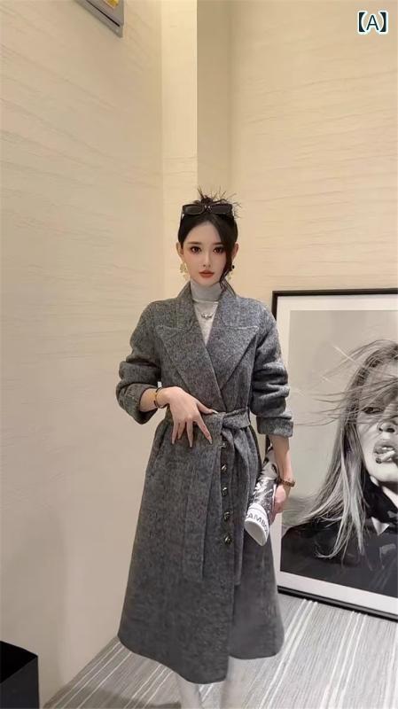 レディース チェスターコート 窈窕たる 成人女性 成年者 窈窕たる 製造業者 秋冬 飛び切り 感 厚地の外套と ロング 印字機の ダブル 名取り草 両面 羊毛 厚地の外套 成人女性