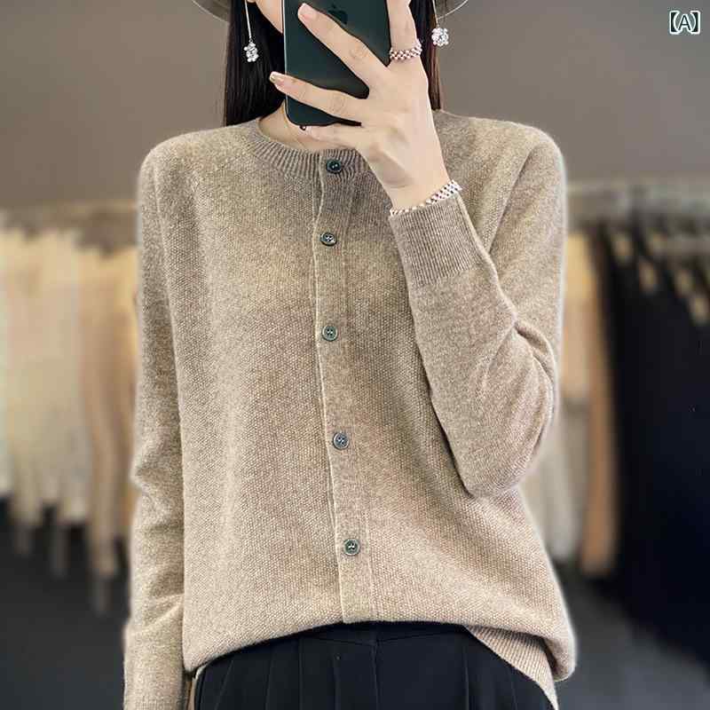 ロング カーディガン 厚手 ざっくり ニット ケーブル編み 新 商品の ウールカーディガン 女性 桂 花 針 丸 首 長袖 ニット ゆったり 長袖 外 着 セーター カジュアル 上着