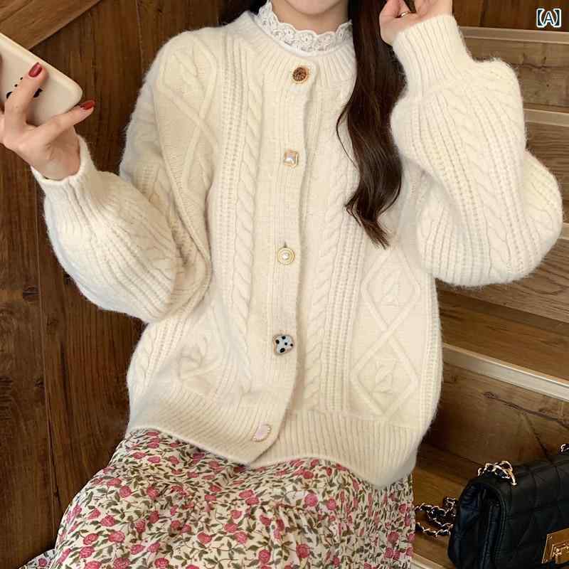 ロング カーディガン 厚手 ざっくり ニット ケーブル編み 柔らかい モチモチの ニットの カーディガンの 女性 秋型の セーターの コートは ゆったりしています。x2