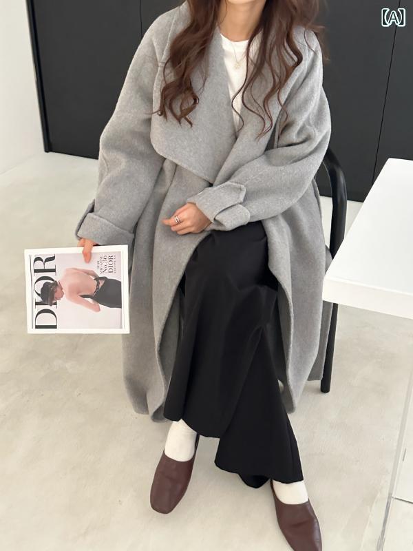 レディース チェスターコート エレガント 女性 大人 上品 レディース 両面 ウール コート 2025 秋冬 韓国な ミドル 丈の バスローブ レースアップ ウール コート｜バランスケア　店