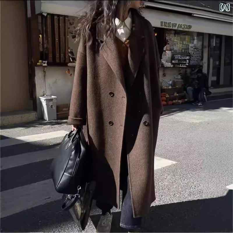 レディース チェスターコート エレガント 女性 大人 上品 蘇 力 羊 ラクダ 美 ラード 高級 感 両面 カシミヤコート 女性 24 秋冬 厚手 ウール コート｜バランスケア　店