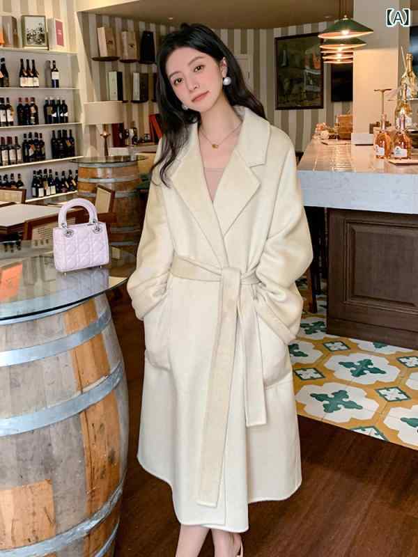 レディース チェスターコート エレガント 女性 大人 上品 レトロ バスローブの ヘボン 風 冬 高級 感の ある 両面は 毛の コートの レディース 小さい ラクダの キャメル ケースの 女性です